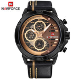 NAVIFORCE Mens Watches Top Brand  Waterproof 24 hour Date Quartz Watch Leather Sport - Men'sWatchesCollections