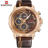NAVIFORCE Mens Watches Top Brand  Waterproof 24 hour Date Quartz Watch Leather Sport - Men'sWatchesCollections