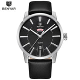 BENYAR Luxury Brand Men Leather Quartz Watch Business Waterproof Mens Watches - Men'sWatchesCollections
