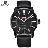 BENYAR Luxury Brand Men Leather Quartz Watch Business Waterproof Mens Watches - Men'sWatchesCollections