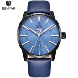 BENYAR Luxury Brand Men Leather Quartz Watch Business Waterproof Mens Watches - Men'sWatchesCollections