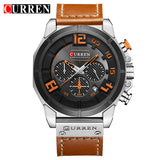 CURREN 8287 Top Brand Chronograph Quartz watches Men 24 Hour Date Men Sport Leather Wrist Watch - Men'sWatchesCollections