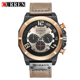 CURREN 8287 Top Brand Chronograph Quartz watches Men 24 Hour Date Men Sport Leather Wrist Watch - Men'sWatchesCollections