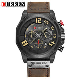 CURREN 8287 Top Brand Chronograph Quartz watches Men 24 Hour Date Men Sport Leather Wrist Watch - Men'sWatchesCollections