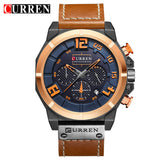 CURREN 8287 Top Brand Chronograph Quartz watches Men 24 Hour Date Men Sport Leather Wrist Watch - Men'sWatchesCollections