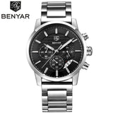 BENYAR Watches Men Chronograph Stainless Steel Calender Water Resistant Formal - Men'sWatchesCollections