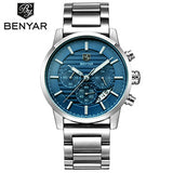 BENYAR Watches Men Chronograph Stainless Steel Calender Water Resistant Formal - Men'sWatchesCollections