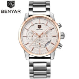 BENYAR Watches Men Chronograph Stainless Steel Calender Water Resistant Formal - Men'sWatchesCollections