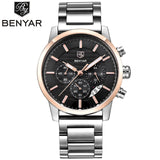 BENYAR Watches Men Chronograph Stainless Steel Calender Water Resistant Formal - Men'sWatchesCollections