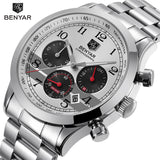 BENYAR Stainless Steel Waterproof Chronograph Watches Quartz Military - Men'sWatchesCollections
