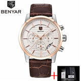 BENYAR Mens watches top brand luxury Leather Waterproof - Men'sWatchesCollections