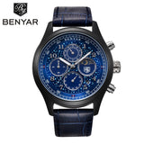 BENYAR New Fashion Men Watches Moon Phase Full Steel Men's - Men'sWatchesCollections