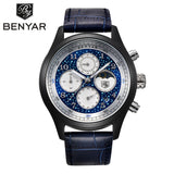BENYAR New Fashion Men Watches Moon Phase Full Steel Men's - Men'sWatchesCollections