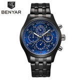 BENYAR New Fashion Men Watches Moon Phase Full Steel Men's - Men'sWatchesCollections