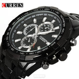Luxury Black Curren full steel quartz Watch Men Casual Military Wristwatch Dress waterproof - Men'sWatchesCollections